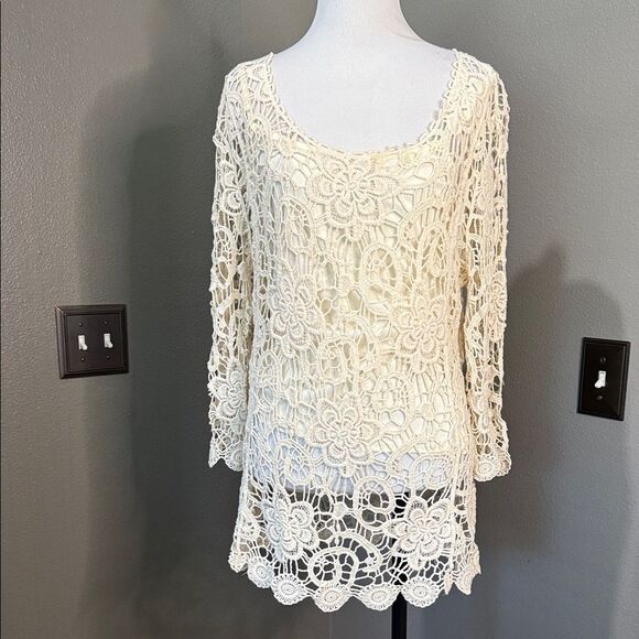 Elegant Cream Lace Blouse - Picture 1 of 7